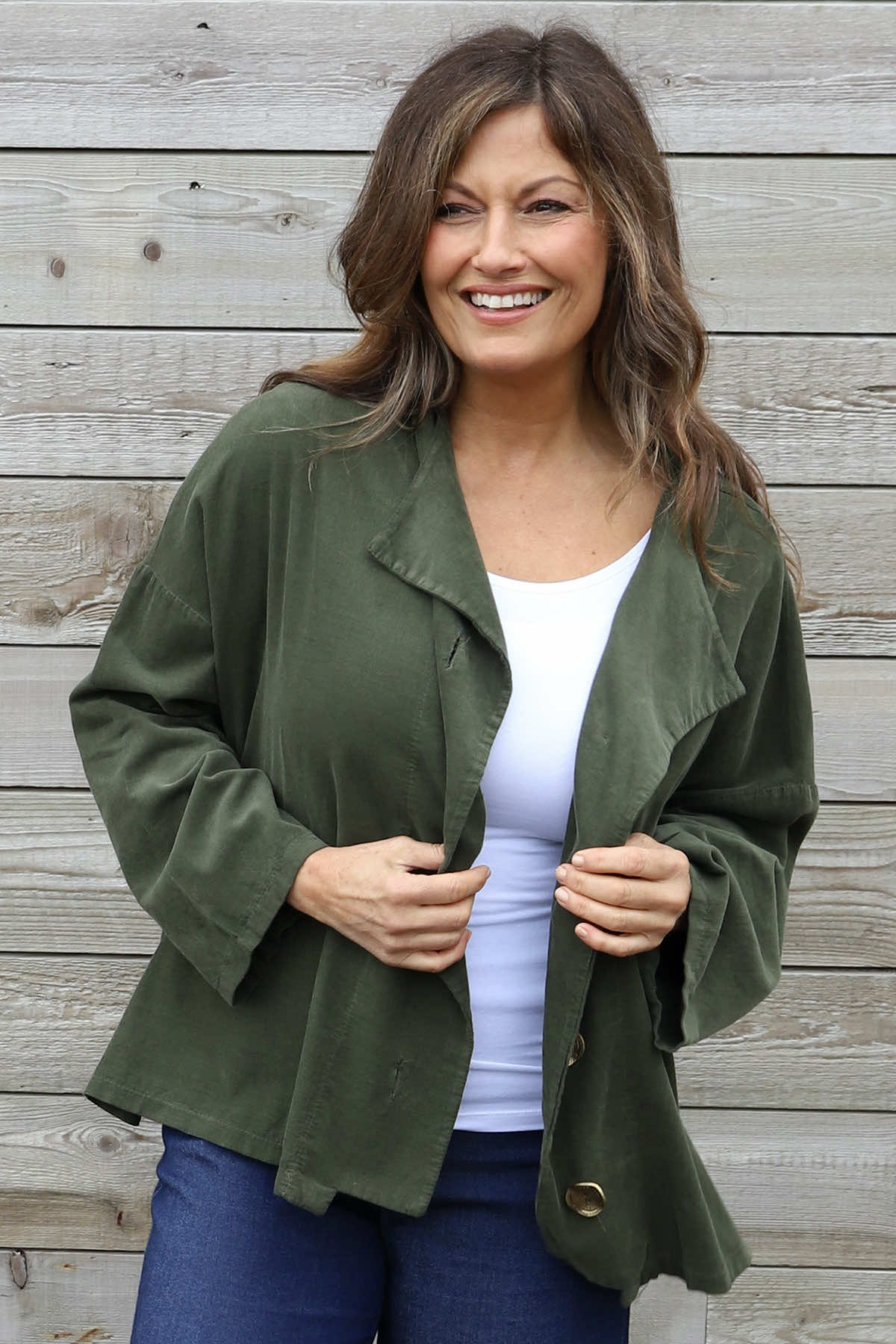 Sabella Long Sleeve Needlecord Jacket Khaki