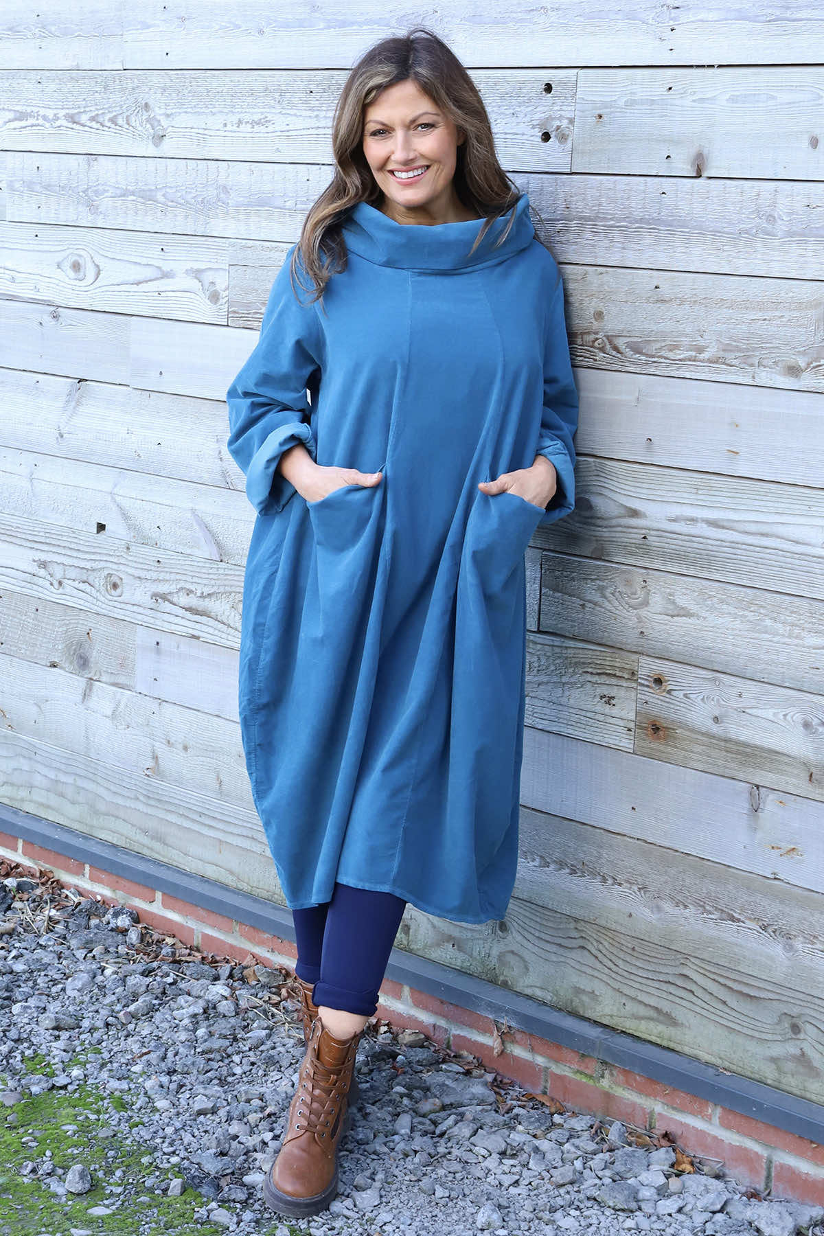 Christie Needlecord Dress Teal