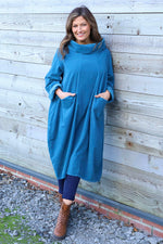 Christie Needlecord Dress Teal Teal - Christie Needlecord Dress Teal