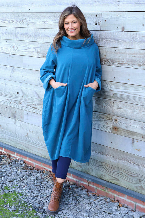 Christie Needlecord Dress Teal