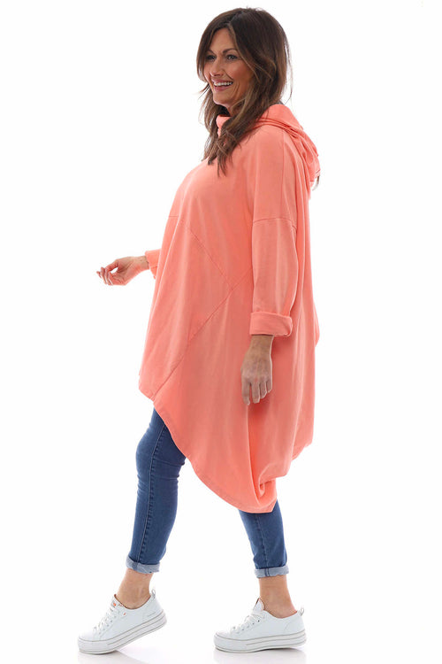 Lorena Cowl Hooded Cotton Top Coral - Image 5