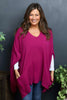 Ellie V-Neck Poncho Jumper Berry