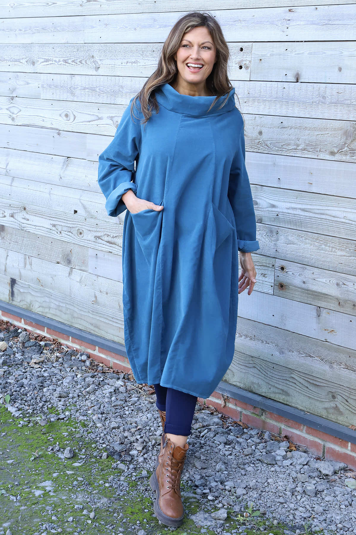 Christie Needlecord Dress Teal