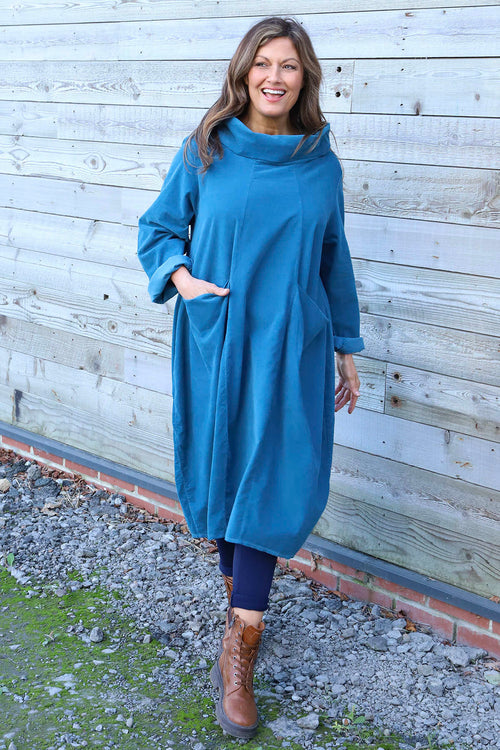 Christie Needlecord Dress Teal - Image 3