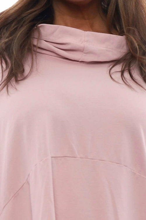 Lorena Cowl Hooded Cotton Top Pink - Image 2