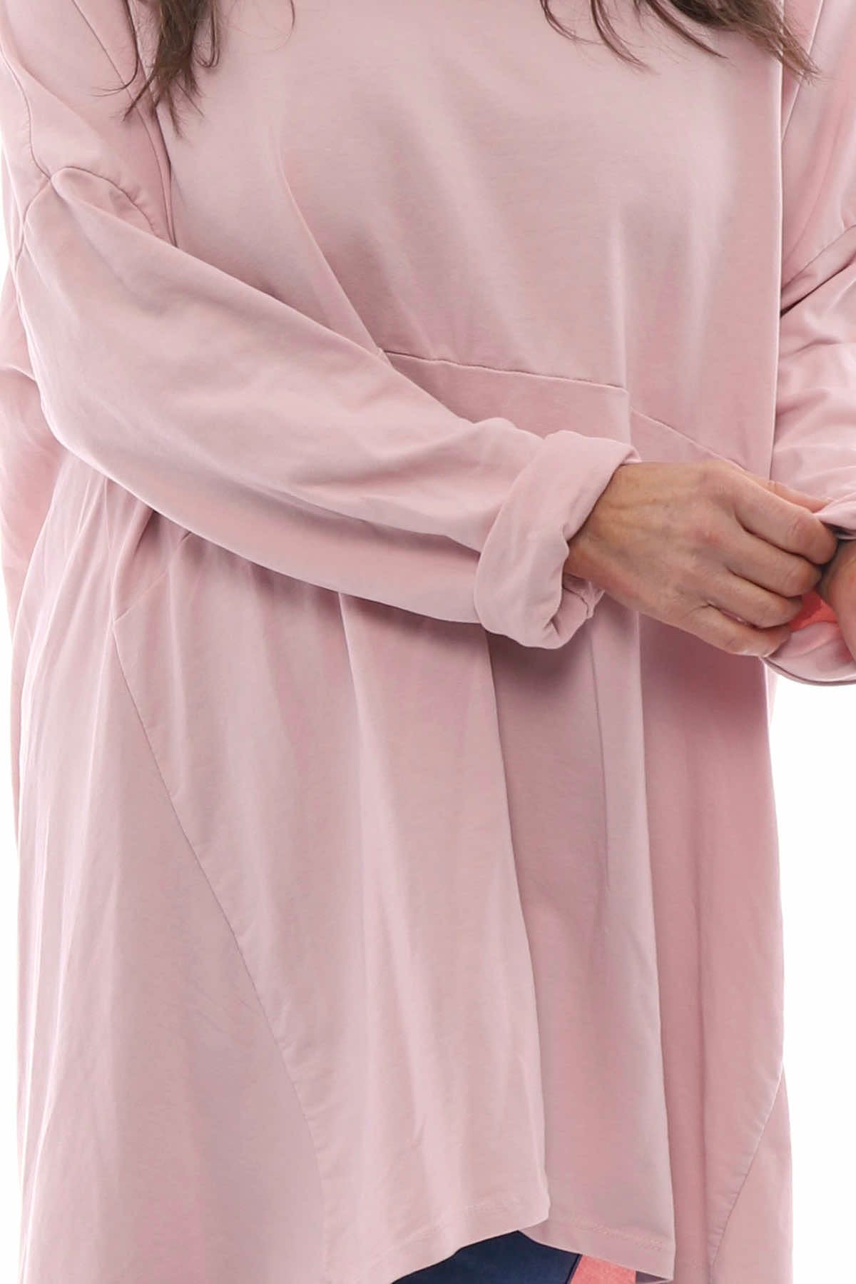 Lorena Cowl Hooded Cotton Top Pink