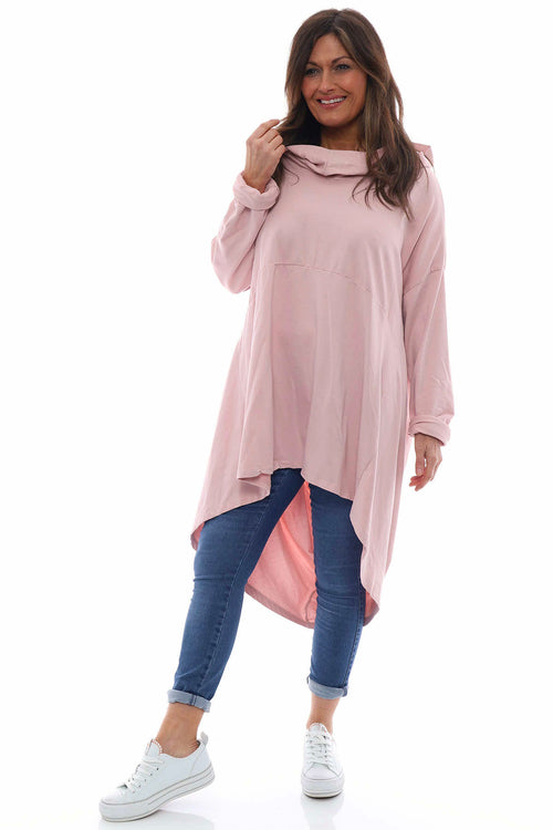 Lorena Cowl Hooded Cotton Top Pink - Image 1