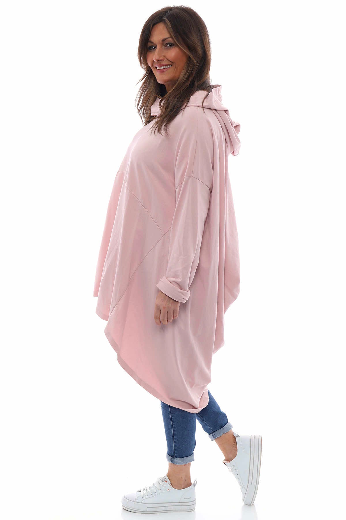 Lorena Cowl Hooded Cotton Top Pink