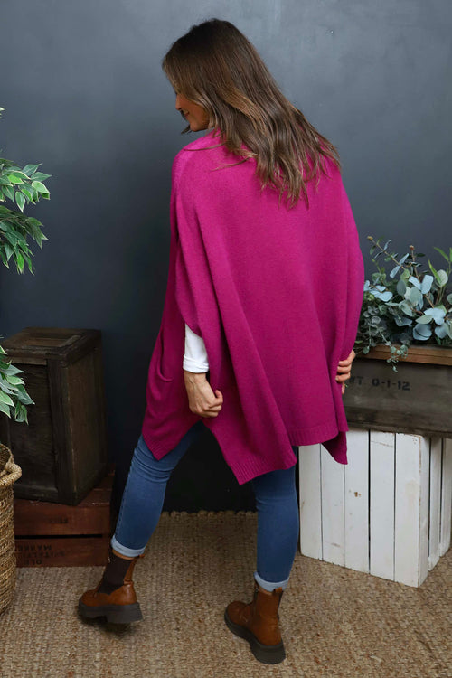 Ellie V-Neck Poncho Jumper Berry - Image 4