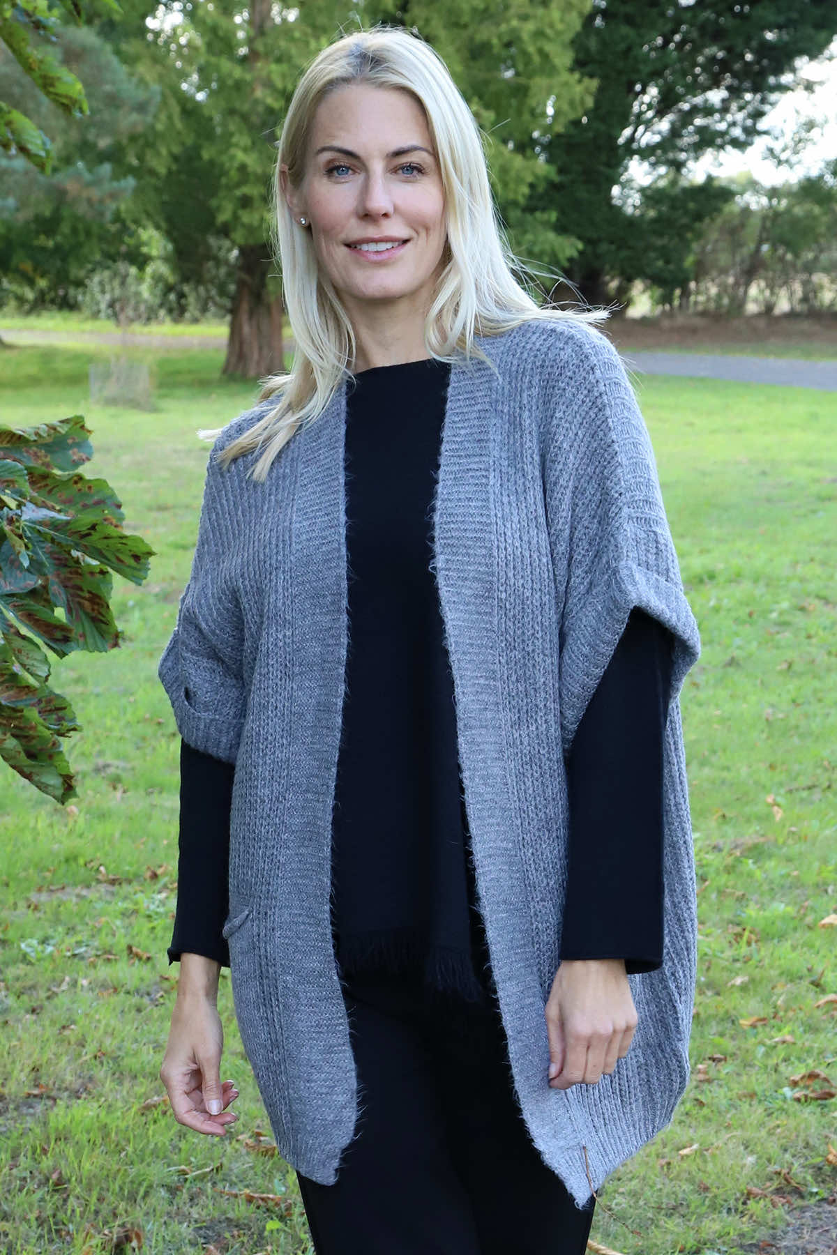 Quinn Knitted Cardigan Mid Grey