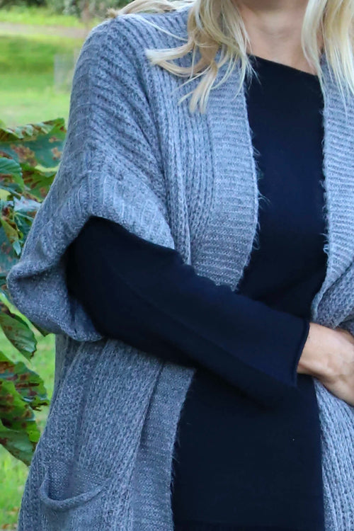 Quinn Knitted Cardigan Mid Grey - Image 3