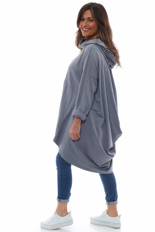 Lorena Cowl Hooded Cotton Top Mid Grey - Image 5