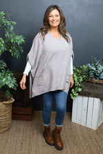 Ellie V-Neck Poncho Jumper Mocha Mocha - Ellie V-Neck Poncho Jumper Mocha