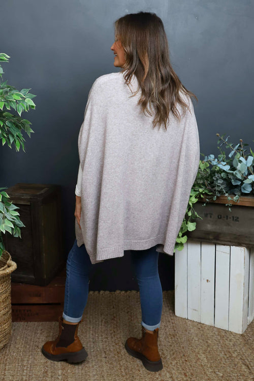 Ellie V-Neck Poncho Jumper Mocha - Image 4