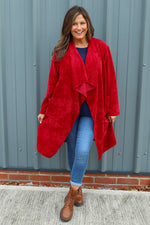 Dorothy Cord Waterfall Cardigan Wine Wine - Dorothy Cord Waterfall Cardigan Wine