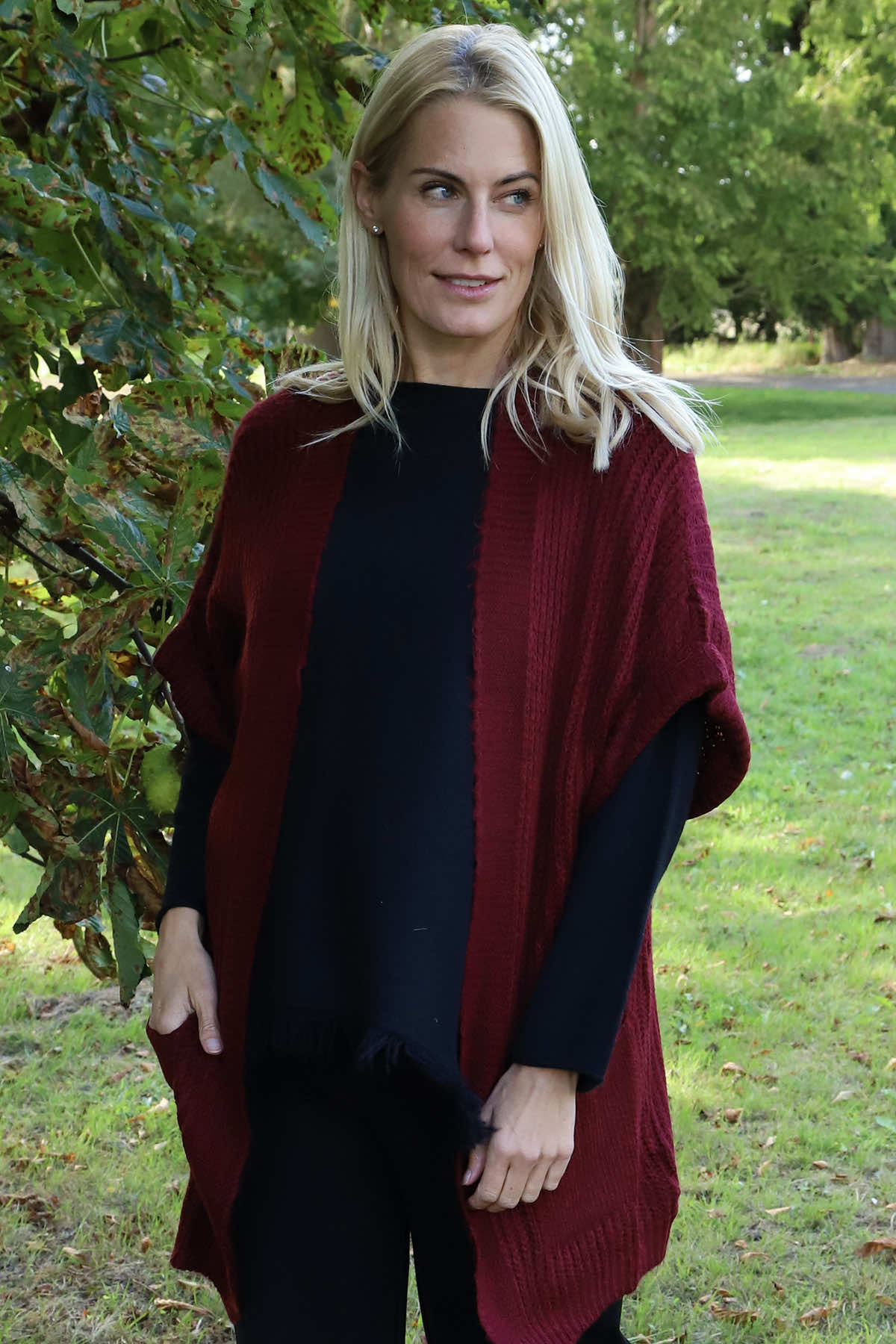 Quinn Knitted Cardigan Wine