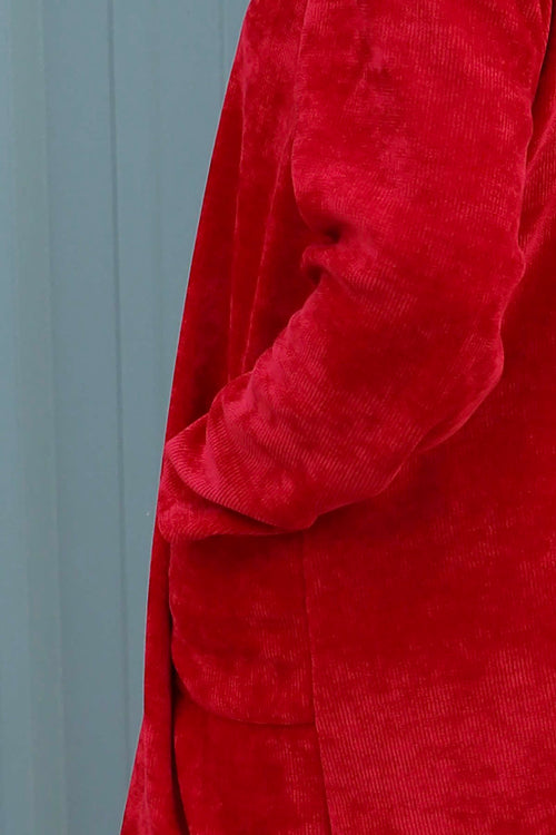 Dorothy Cord Waterfall Cardigan Wine - Image 3