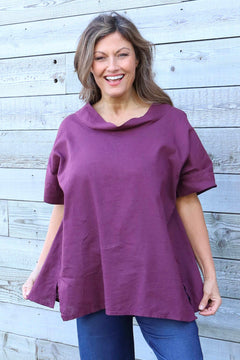 Baines Linen Top Wine