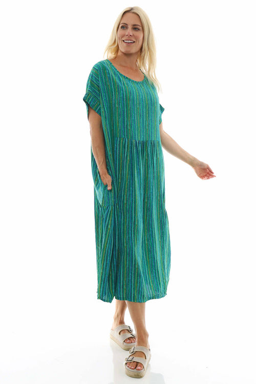 Romia Stripe Dress Jade Green