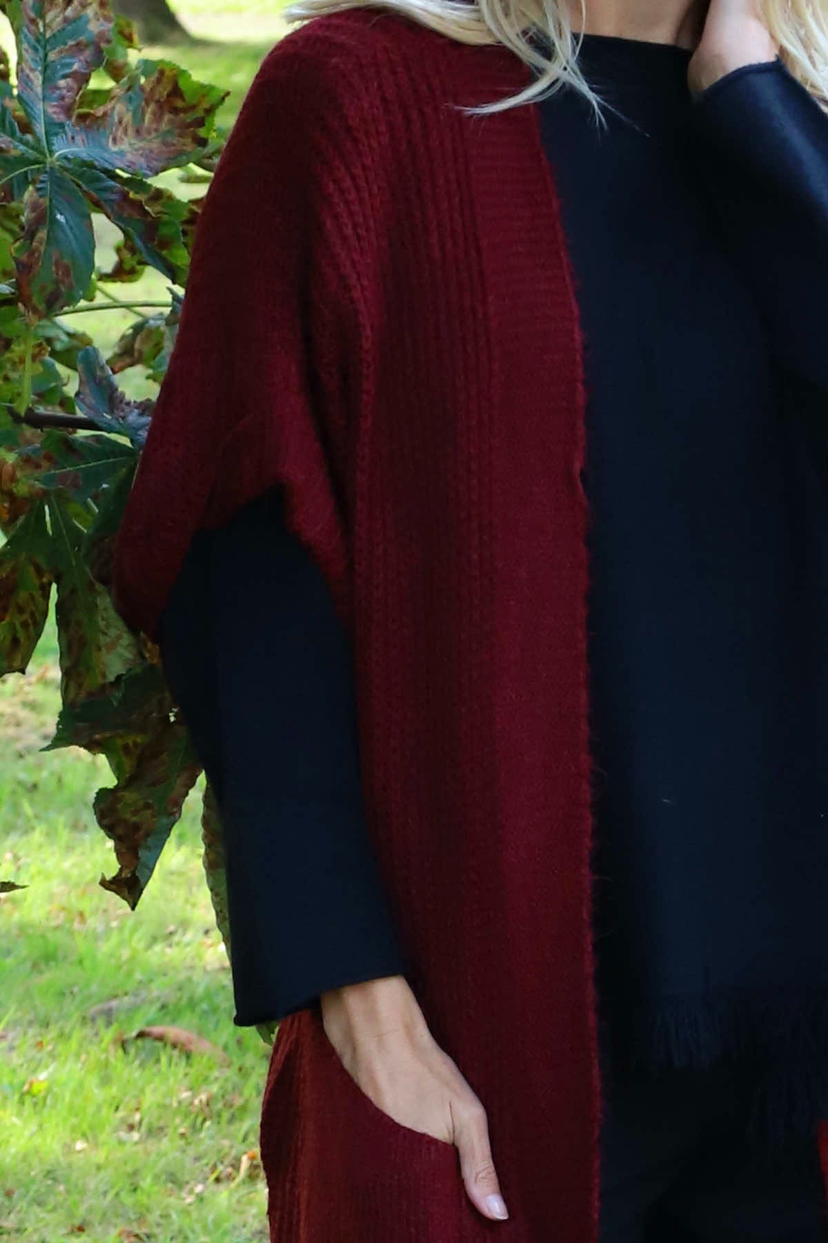 Quinn Knitted Cardigan Wine