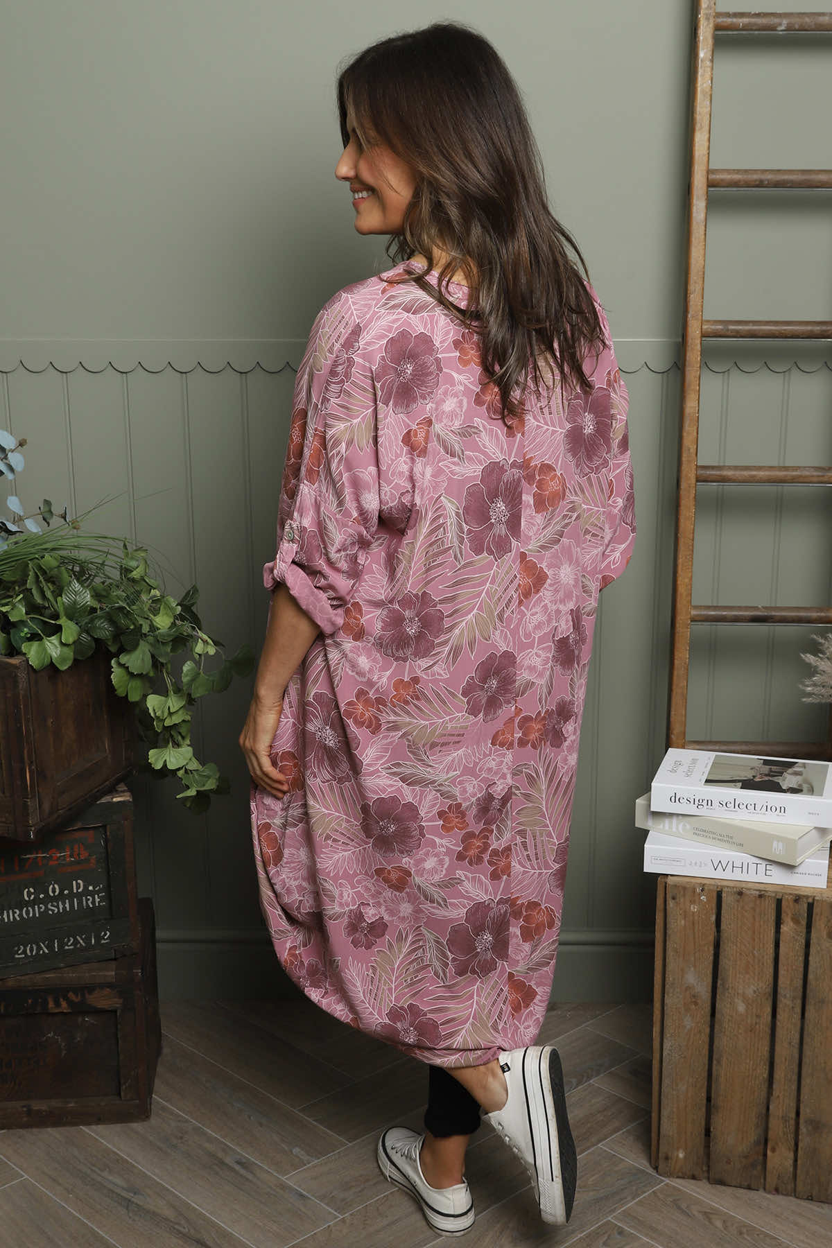 Ayla Floral V-Neck Dress Pink