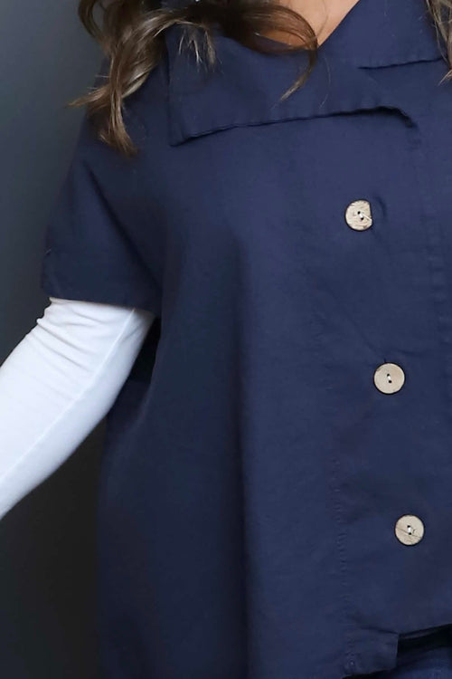 Sabella Linen Shirt Navy - Image 3