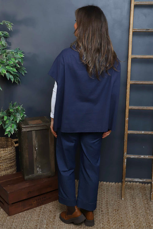 Sabella Linen Shirt Navy - Image 4