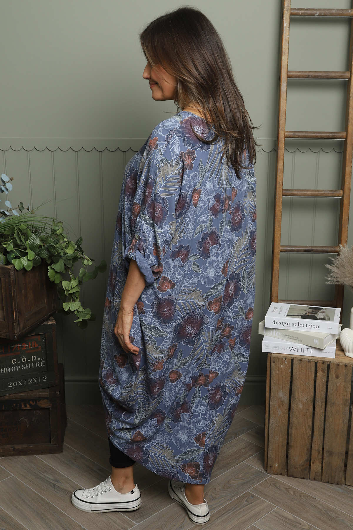 Ayla Floral V-Neck Dress Blue