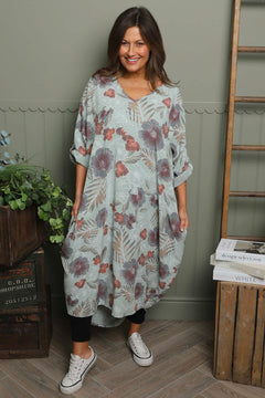 Ayla Floral V-Neck Dress Mint