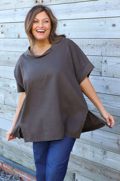 Baines Linen Top Cocoa