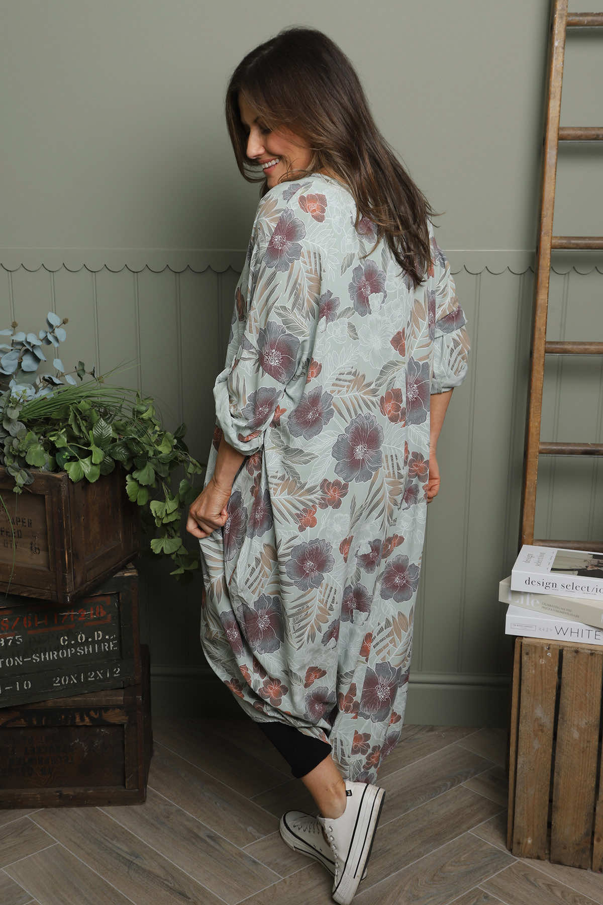 Ayla Floral V-Neck Dress Mint