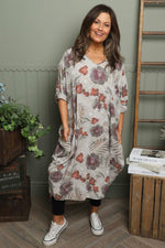 Ayla Floral V-Neck Dress Mocha Mocha - Ayla Floral V-Neck Dress Mocha