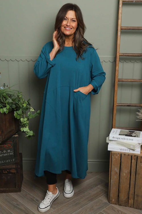 Penny Cotton Dress Teal - Image 1