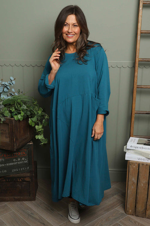 Penny Cotton Dress Teal - Image 2
