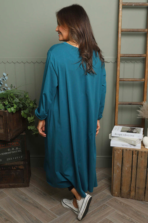 Penny Cotton Dress Teal - Image 4