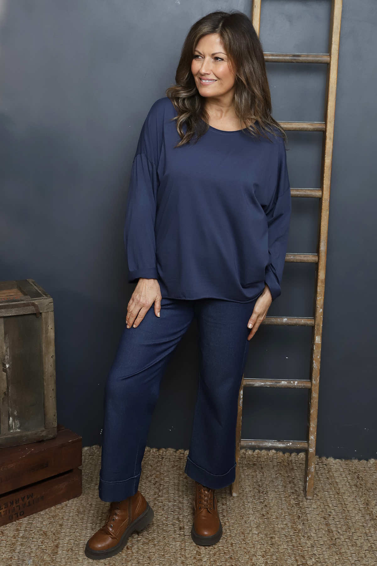 Erin Cotton Top Navy