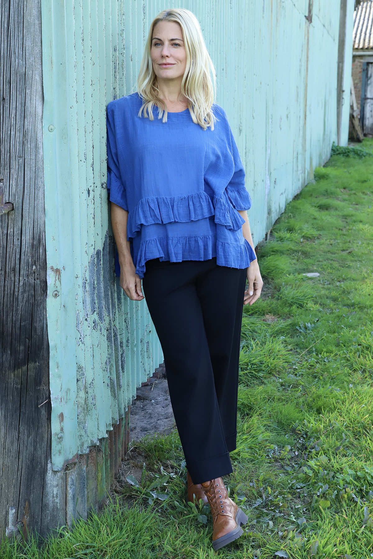 Allena Frill Top Royal Blue