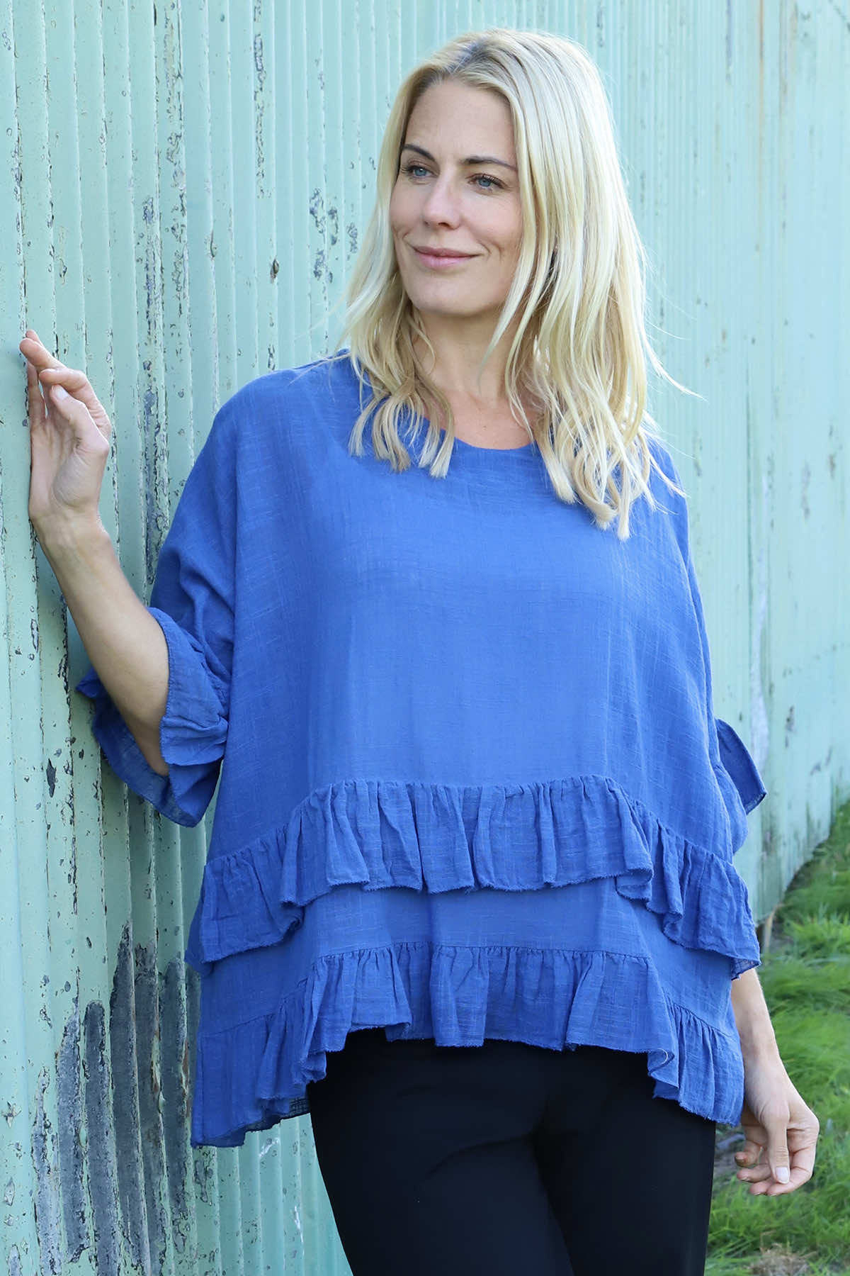 Allena Frill Top Royal Blue