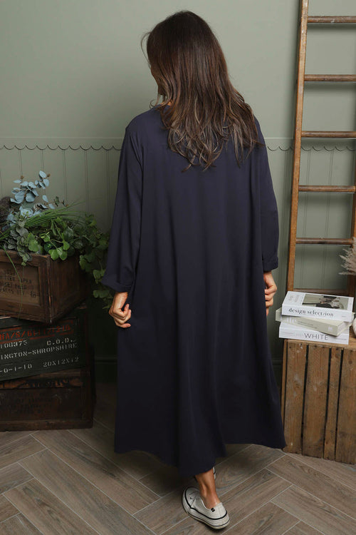 Penny Cotton Dress Navy - Image 4
