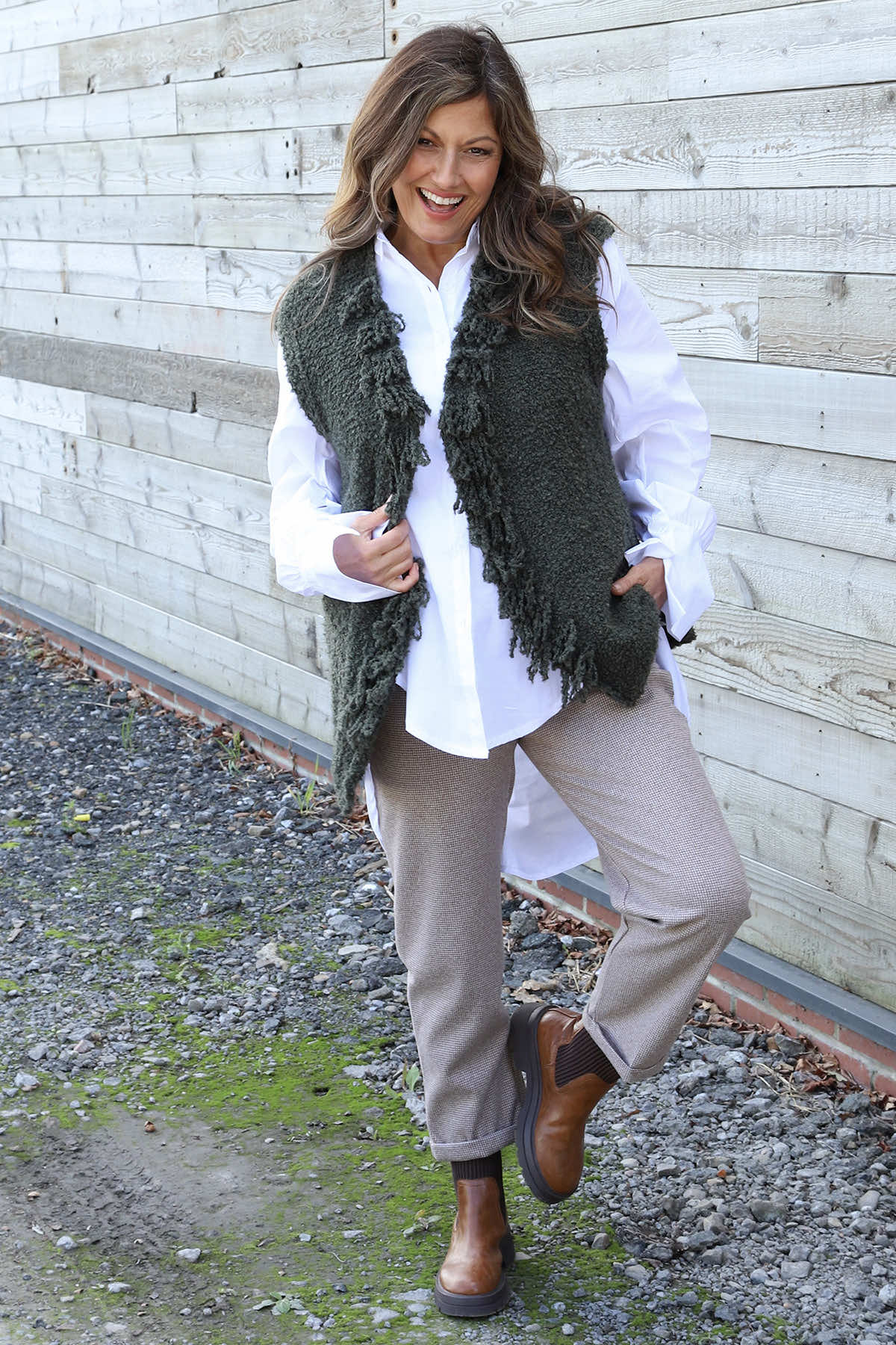 Caroline Knit Gilet Khaki
