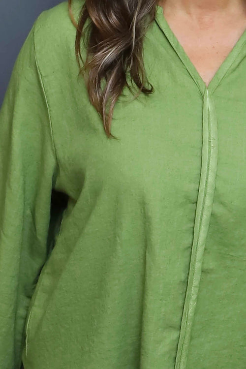 Grace Linen Top Olive - Image 3