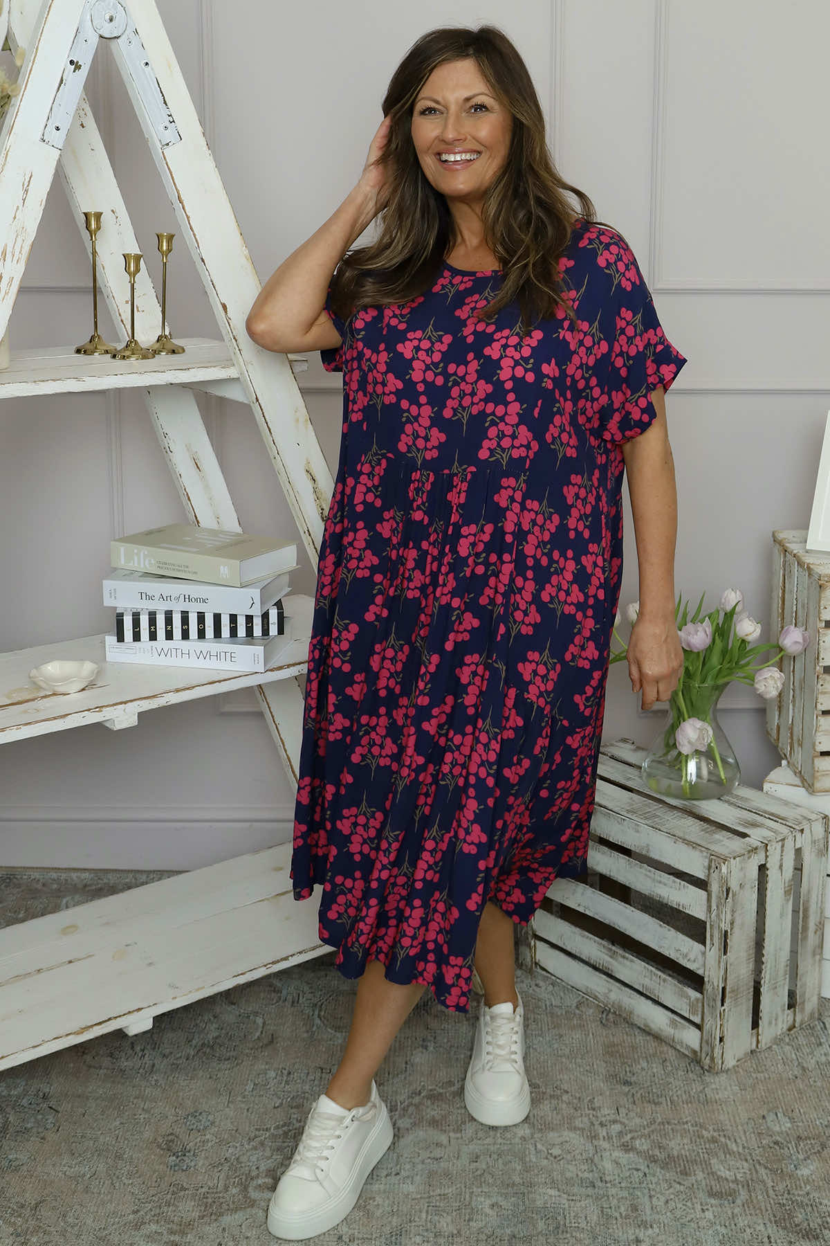 Romia Blossom Print Dress Navy
