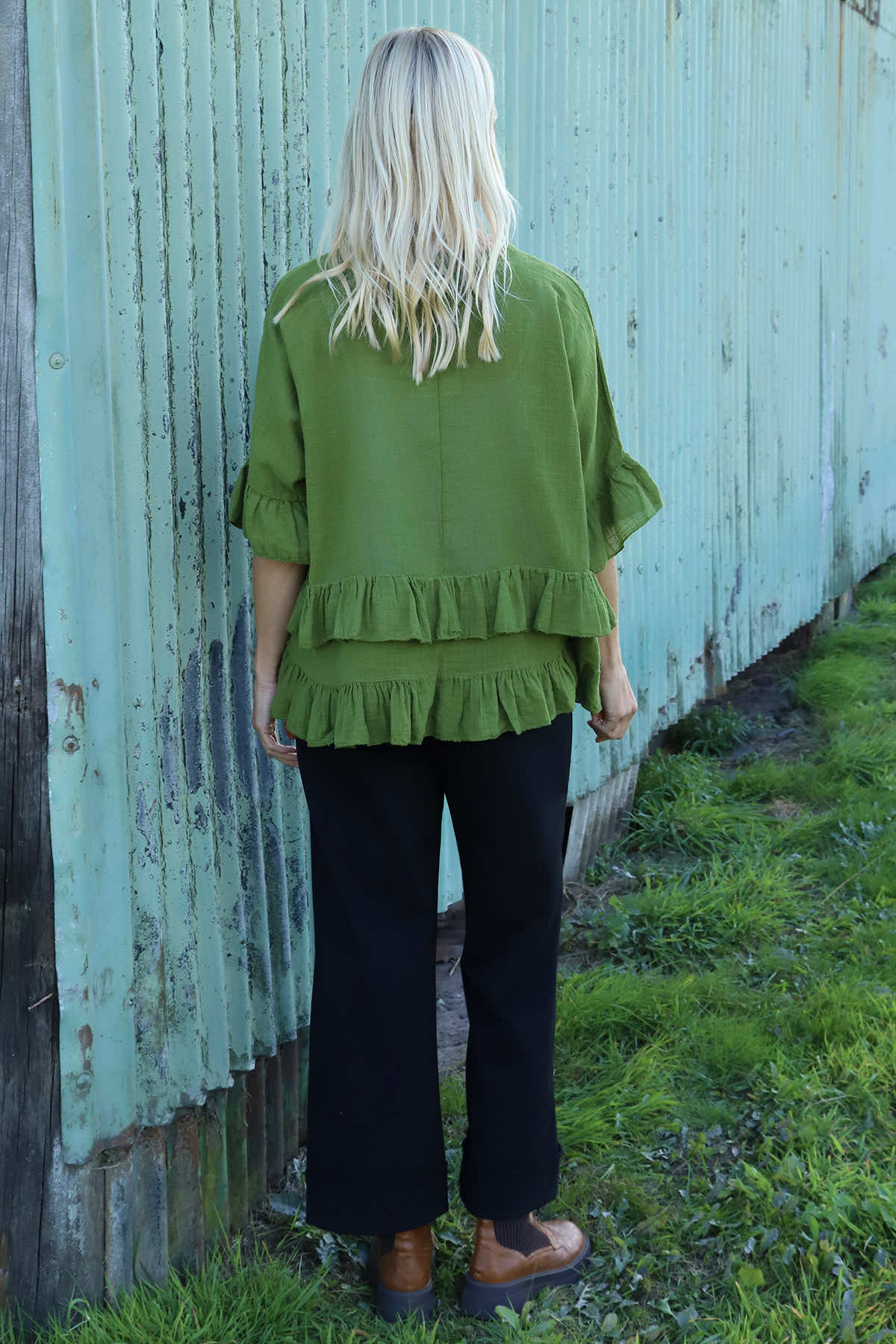 Allena Frill Top Olive