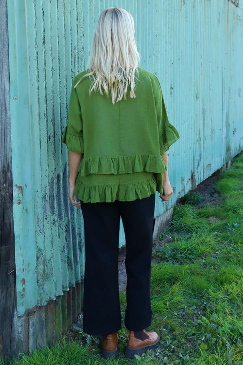 Allena Frill Top Olive - Image 4