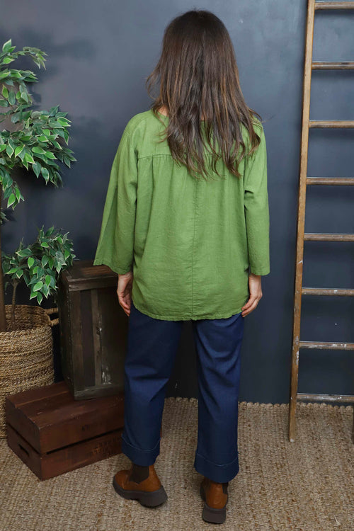 Grace Linen Top Olive - Image 4