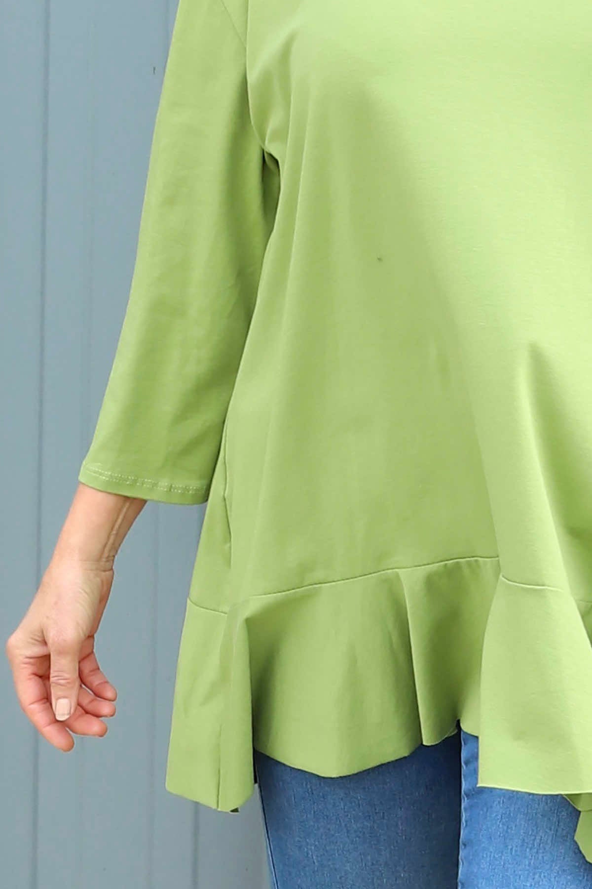 Carey Frill Cotton Top Olive