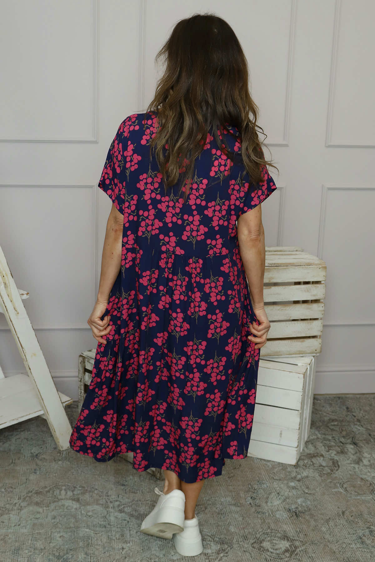 Romia Blossom Print Dress Navy