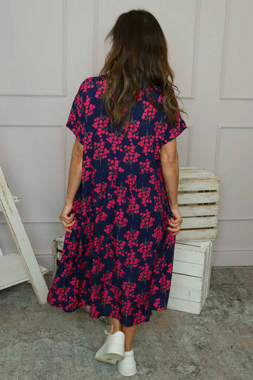 Romia Blossom Print Dress Navy - Image 4