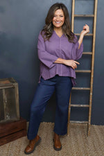 Grace Linen Top Purple Purple - Grace Linen Top Purple