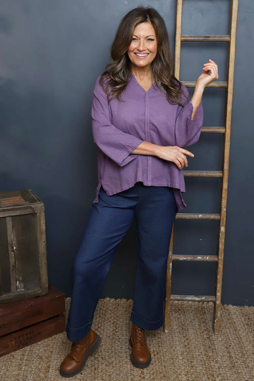 Grace Linen Top Purple